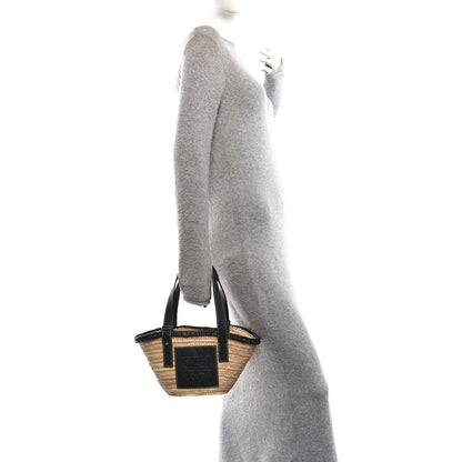 Loewe Raffia Small Basket Tote Bag Natural Black 2 of 10