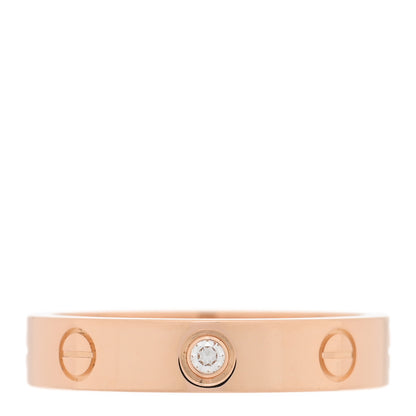 Cartier 18K Pink Gold Diamond 4mm LOVE Wedding Band Ring 54 6.75 1 of 4