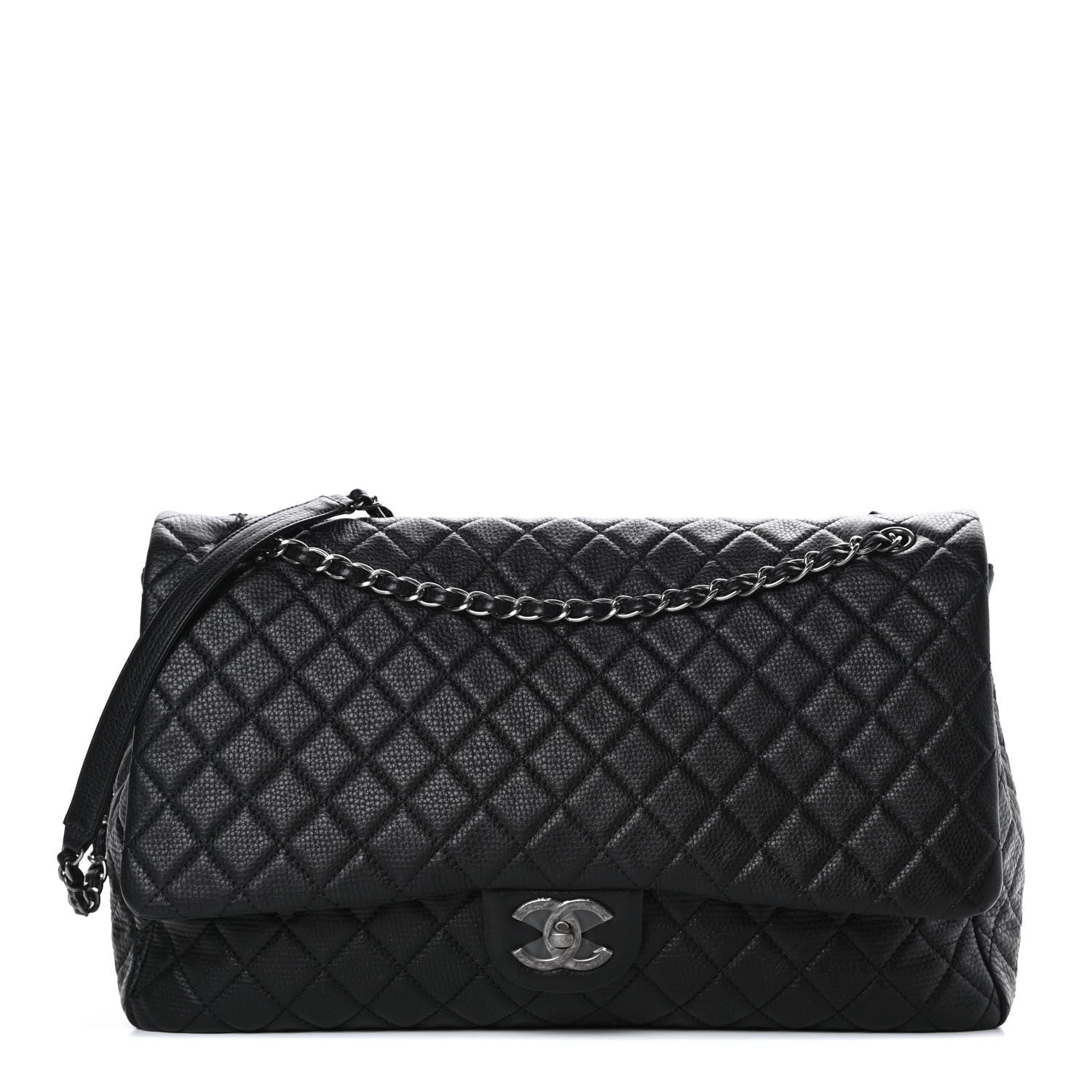 Chanel Calfskin Quilted XXL Travel Flap Bag Black 1 of 10