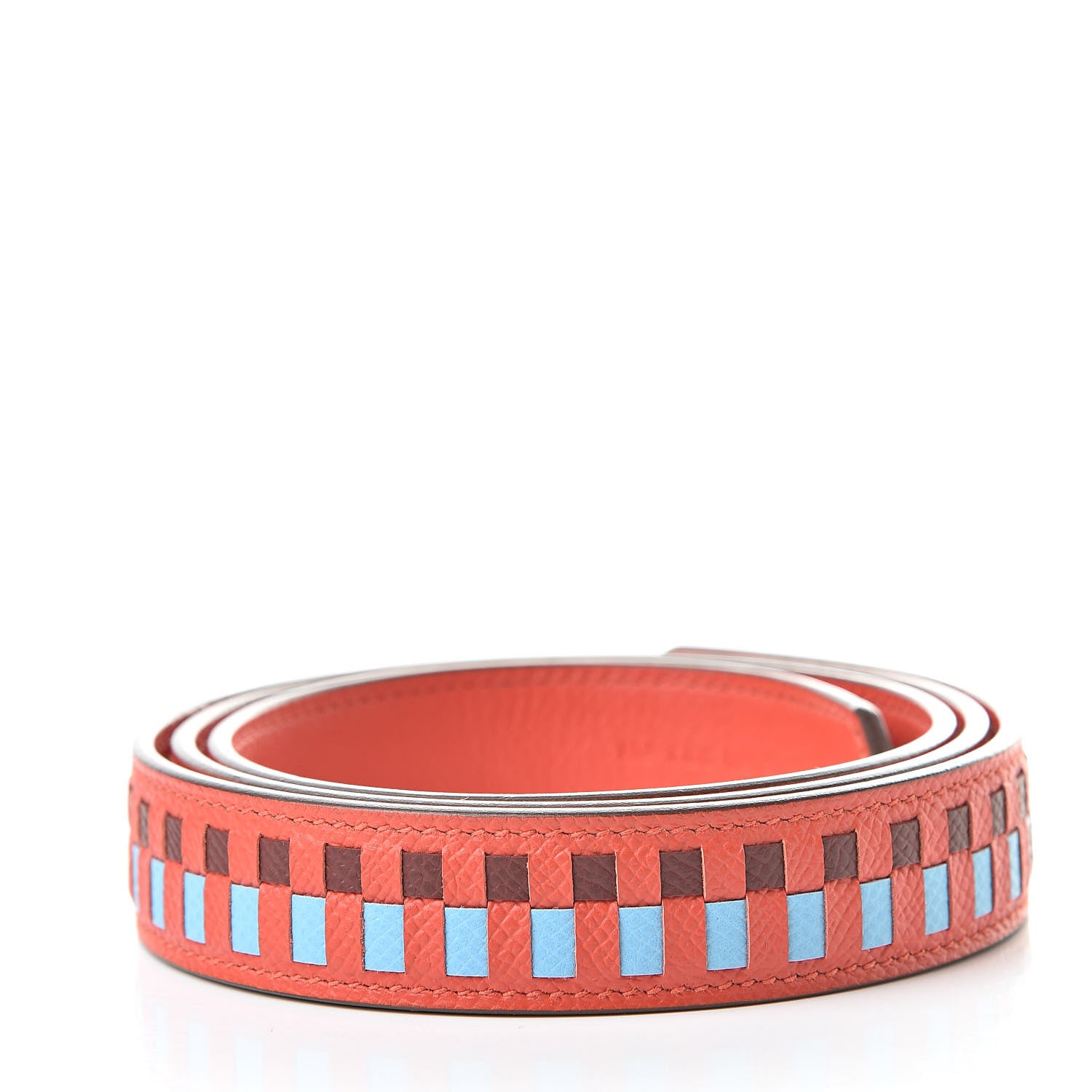 Hermes Epsom 25mm Tressage Shoulder Strap Capucine Celeste Rouge H 2 of 6
