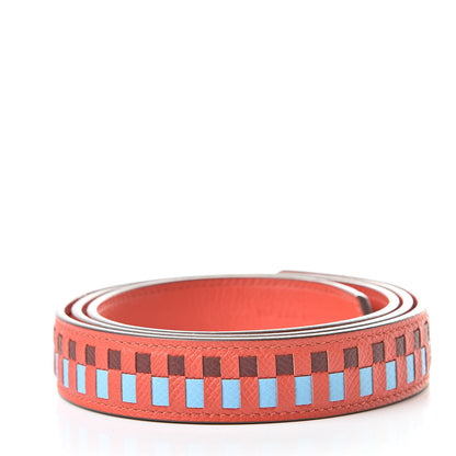 Hermes Epsom 25mm Tressage Shoulder Strap Capucine Celeste Rouge H 2 of 6