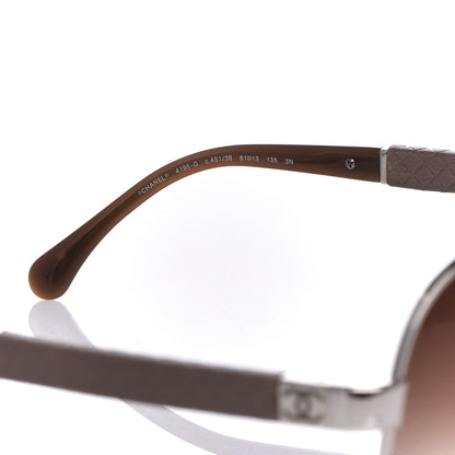 Chanel Lambskin Quilted CC Aviator Sunglasses 4195-Q Brown 6 of 9