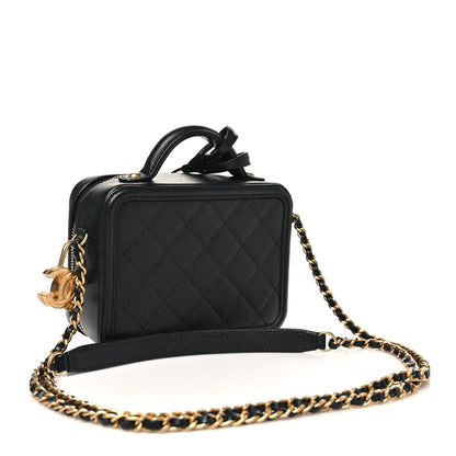 Chanel Caviar Quilted Small CC Filigree Vanity Case Black 3 of 12