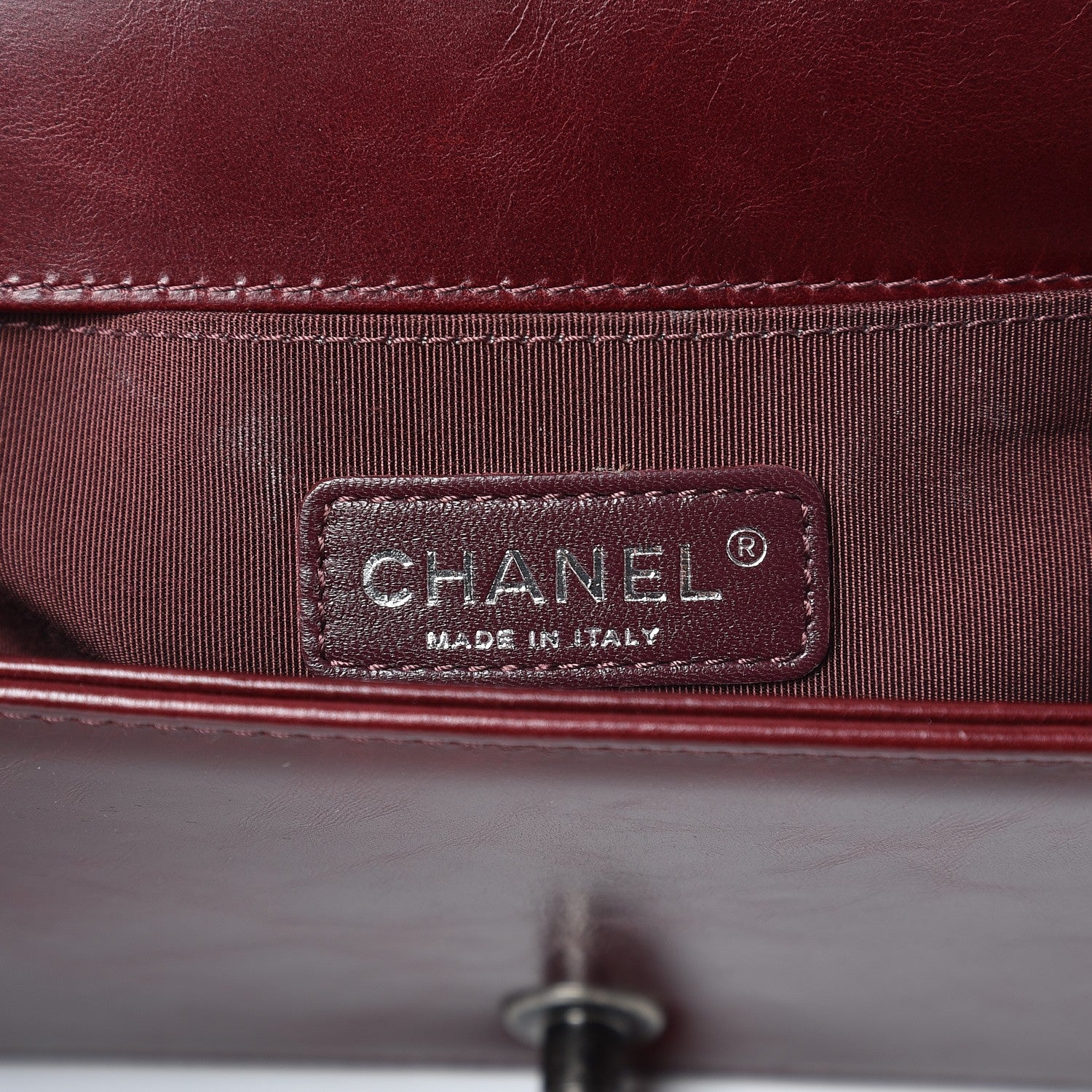 Chanel Glazed Calfskin Quilted Medium Boy Chained Flap Bordeaux 7 of 9