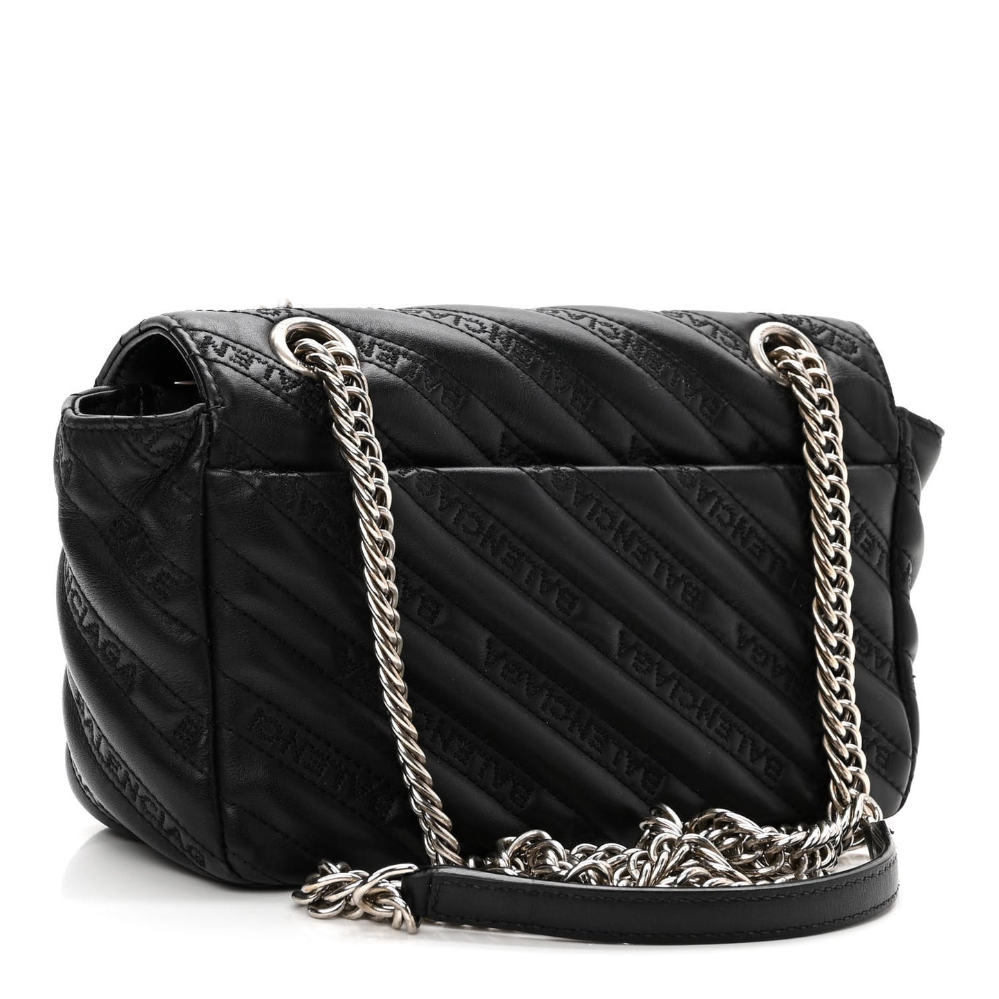 Calfskin Logo Matelasse S BB Round Shoulder Bag Black