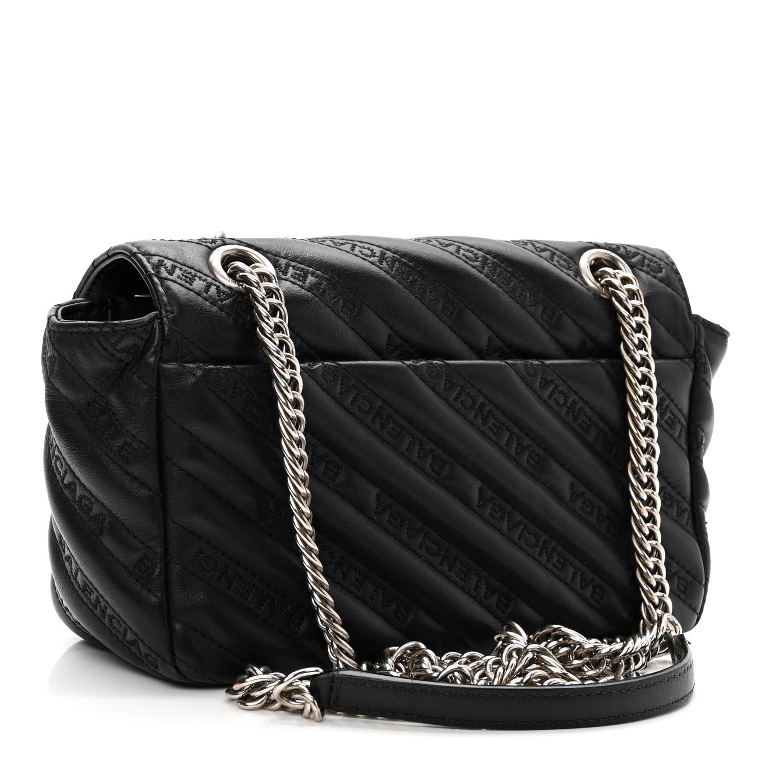 Balenciaga Calfskin Logo Matelasse S BB Round Shoulder Bag Black 3 of 10