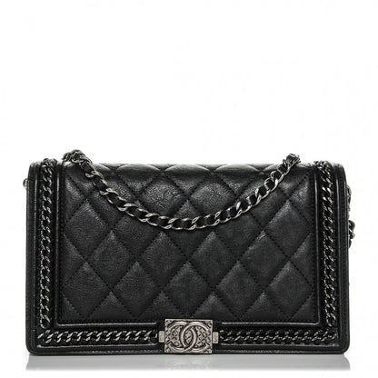 Chanel Calfskin Quilted Chain Around Boy Wallet On Removable Chain WOC Black 1 of 11