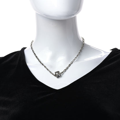Gucci Sterling Silver Rock Crystal Textured G-Cube Pendant Necklace 2 of 6