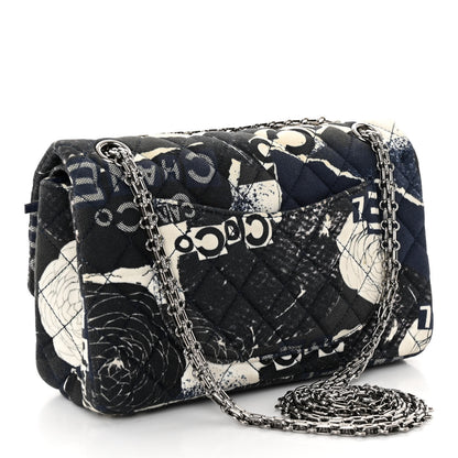 Chanel Jersey Quilted Camellia 2.55 Reissue 225 Flap Navy Blue 3 of 13