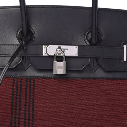 Hermes Toile Box Potamus Birkin 35 Black Rouge H 10 of 19