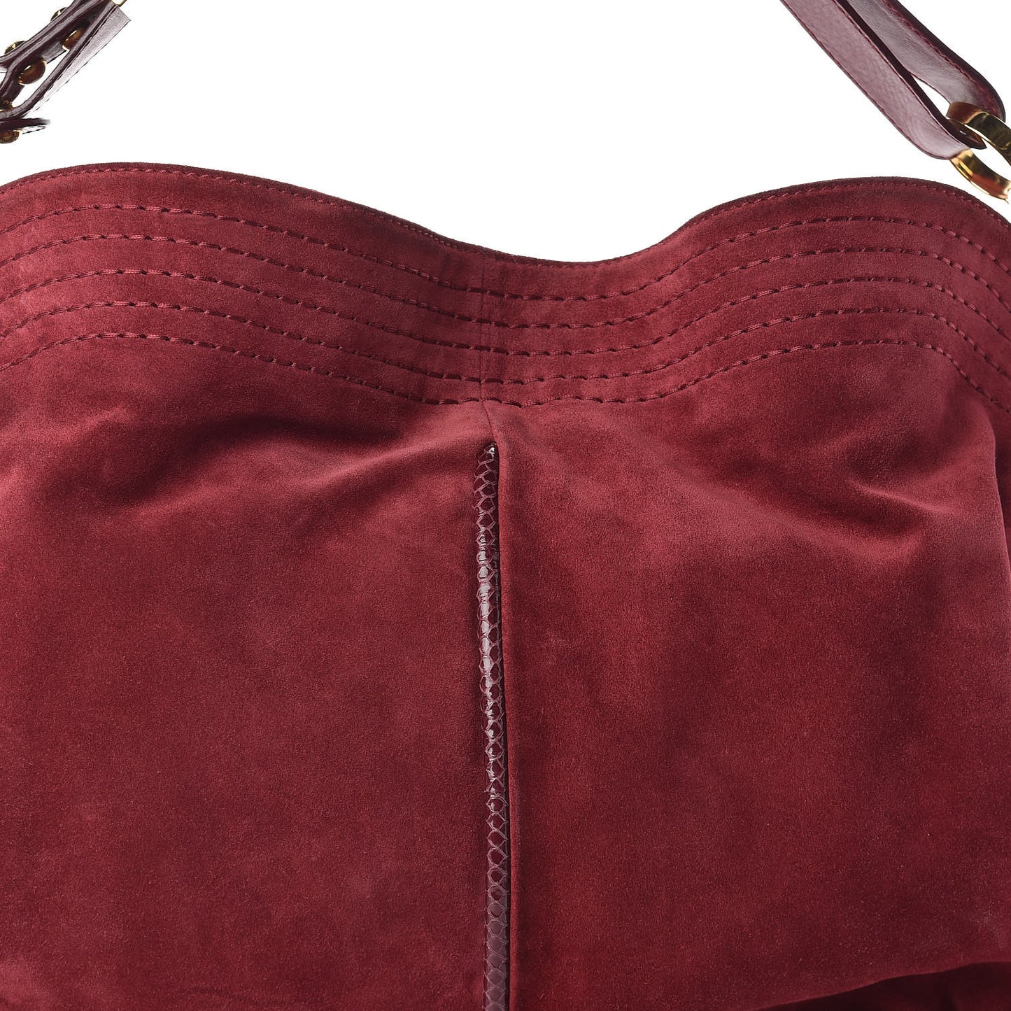 JIMMY CHOO Suede Watersnake Trim Alex Hobo Bag Red