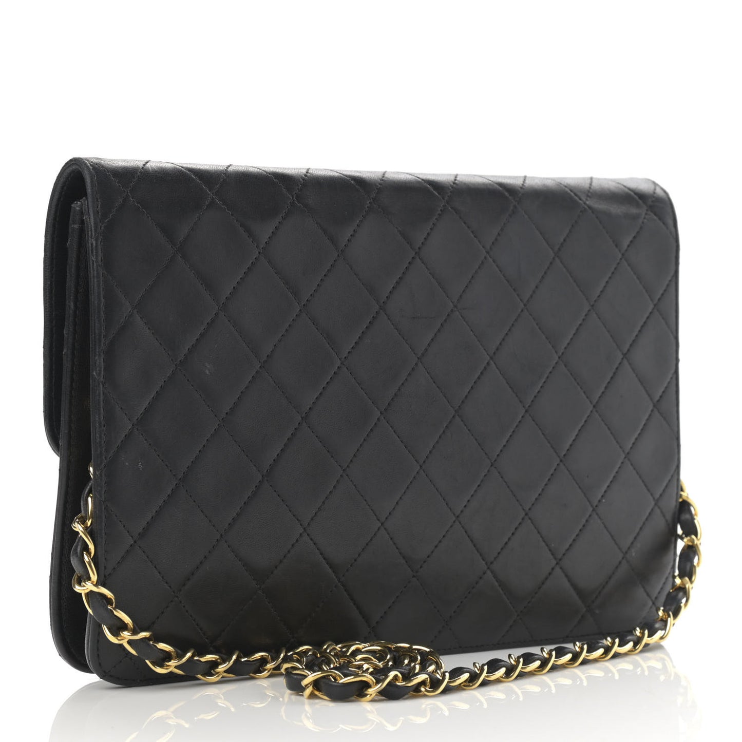 Lambskin Quilted Medium Single Flap Black