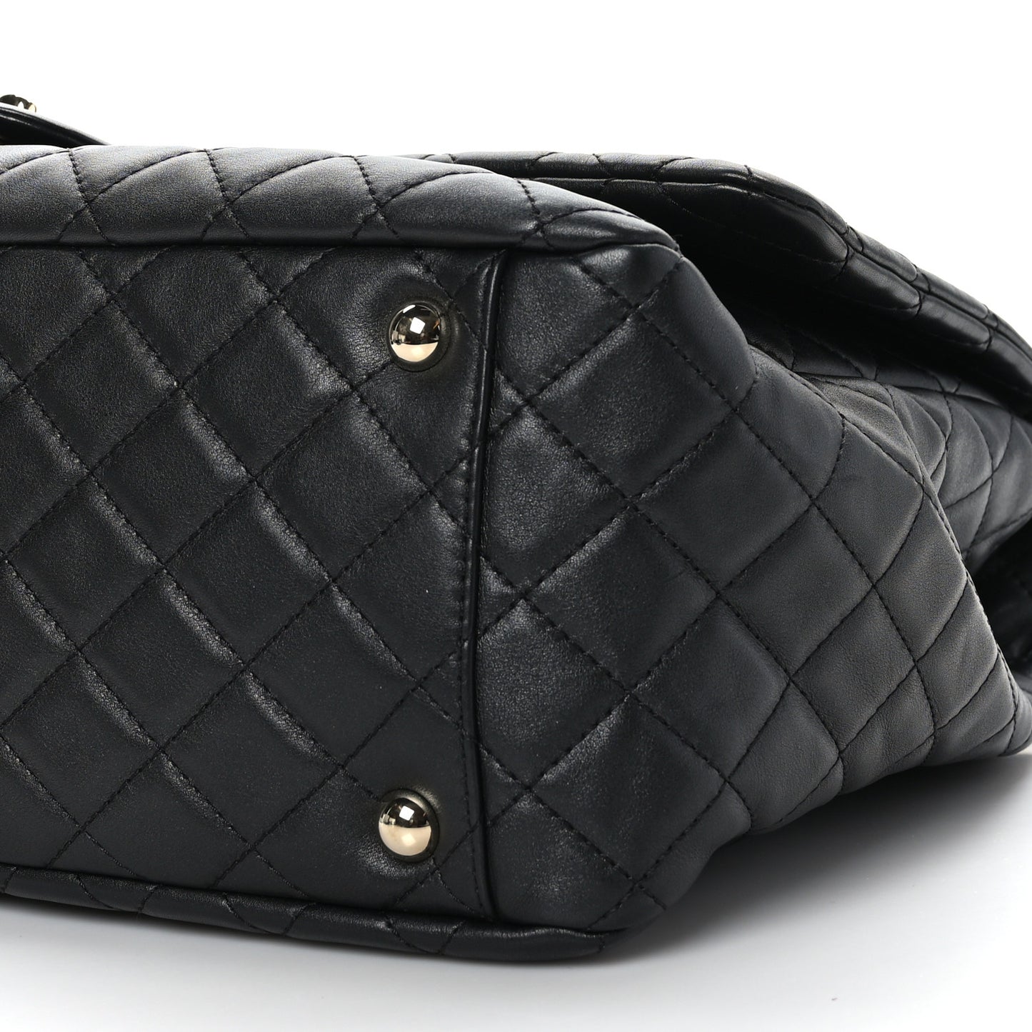 Calfskin Quilted XXL Travel Flap Bag Black