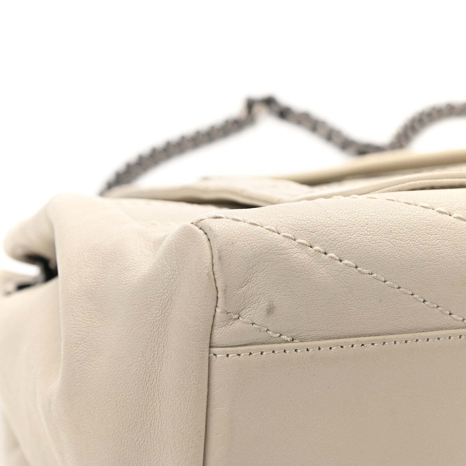 Saint Laurent Vintage Lambskin Chevron Monogram Large Nolita Crema Soft 11 of 15