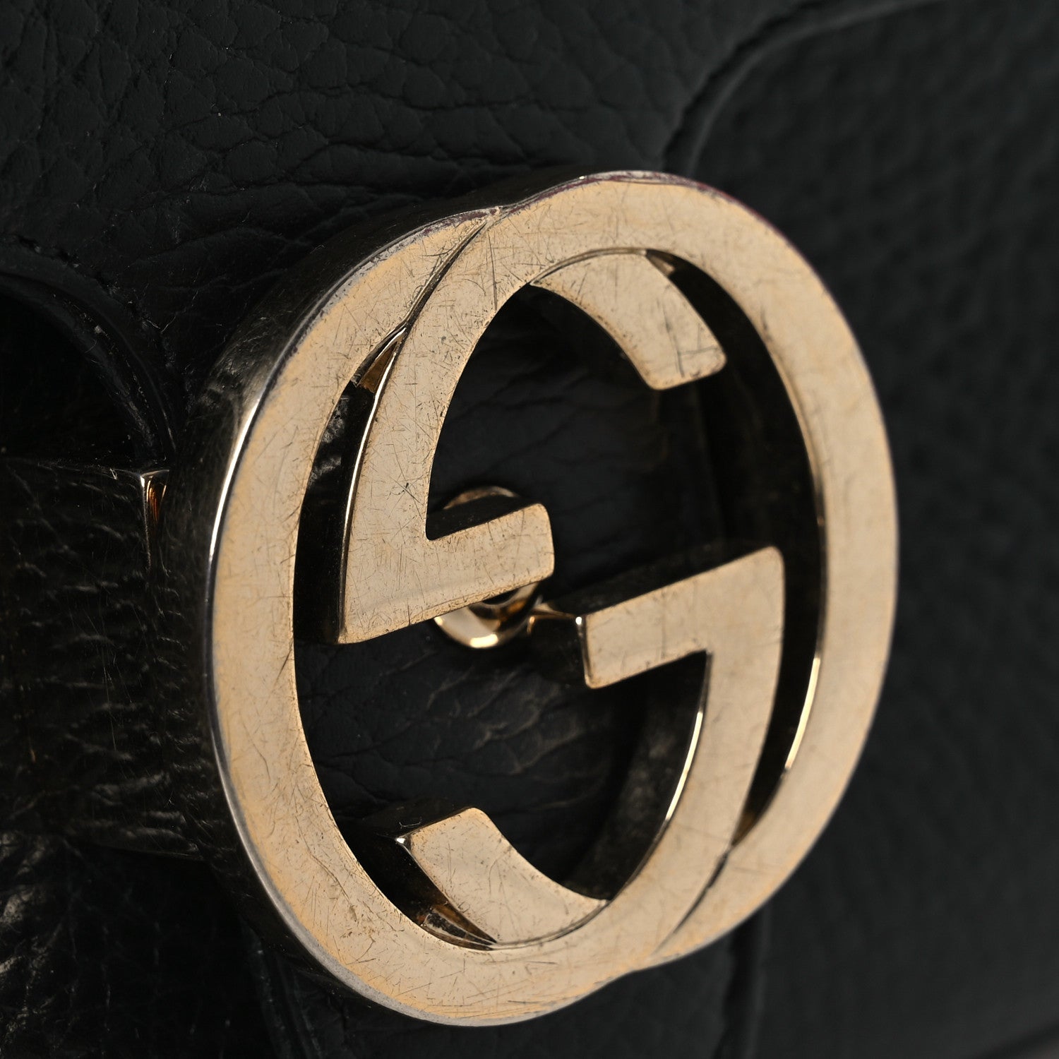 Gucci Dollar Calfskin Interlocking G Crossbody Bag Black 12 of 15