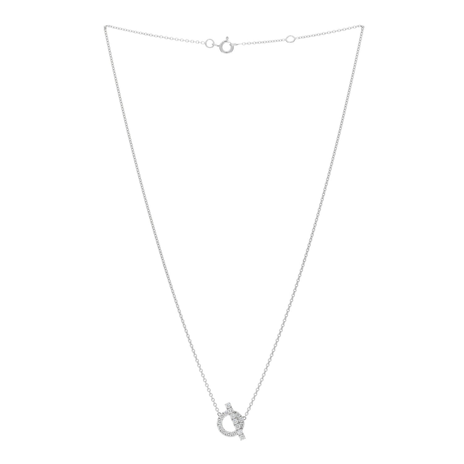 Hermes 18K White Gold Diamond Finesse Pendant Necklace 2 of 6