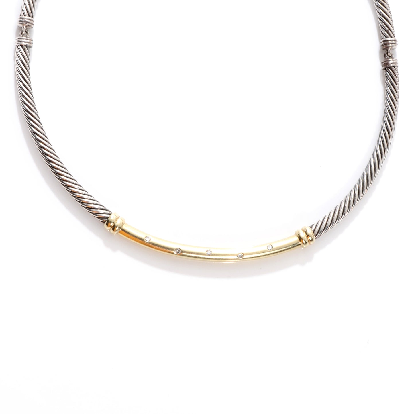 Sterling Silver 14k Diamond Metro Cable Necklace