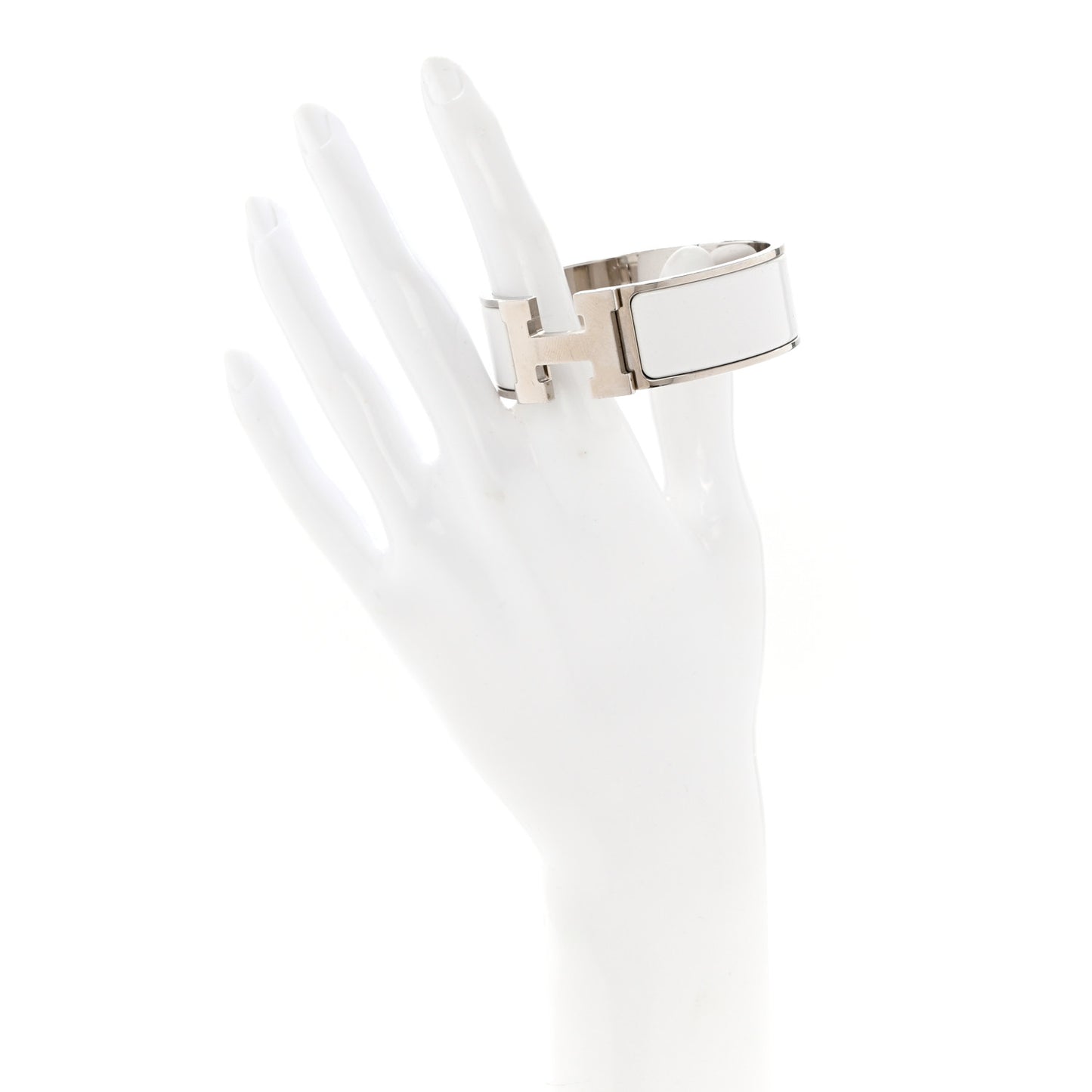 Enamel Wide Clic Clac H Bracelet PM White