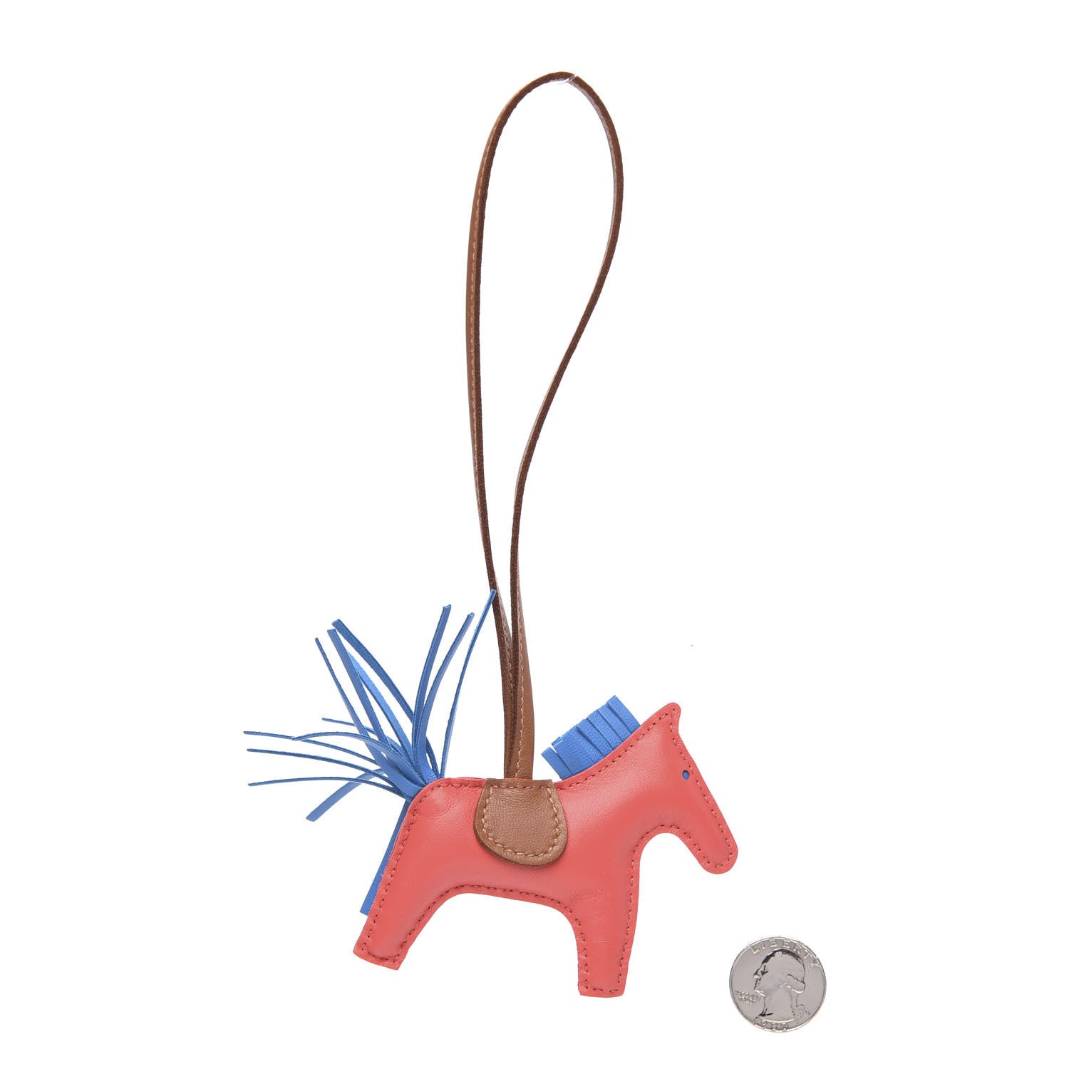 Hermes Milo Lambskin Grigri Rodeo Horse Bag Charm PM Rose Texas Bleu Zanzibar Gold 2 of 3