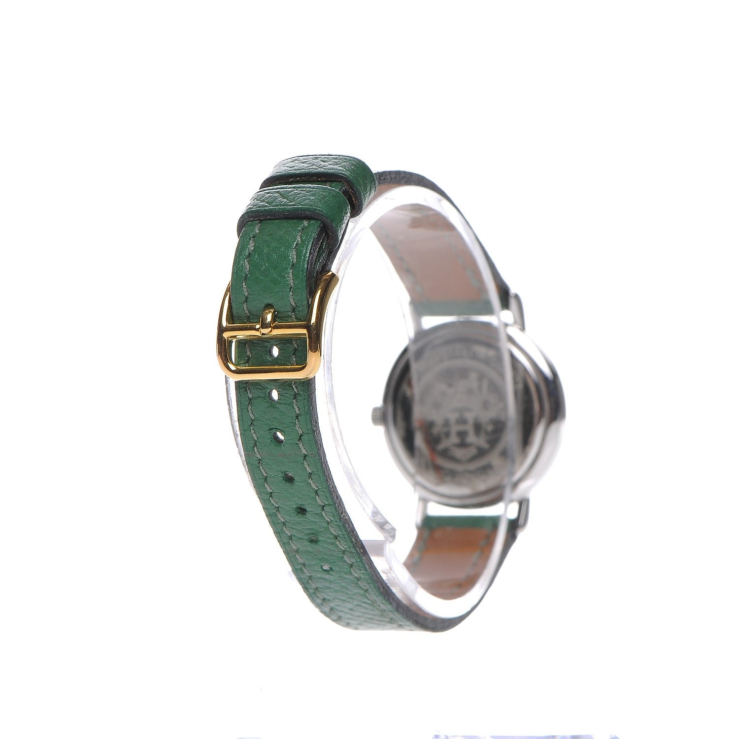 Hermes Stainless Steel Courchevel 25mm Meteor Quartz Watch Vert Clair 3 of 9