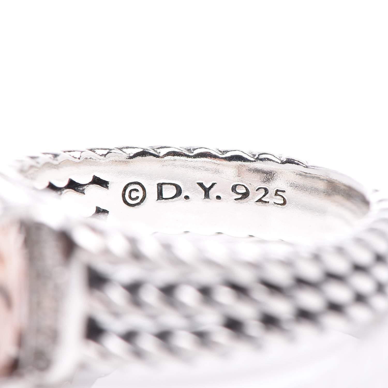 David Yurman Sterling Silver Diamond Morganite 10mm Petite Wheaton Ring 54 6.75 5 of 5