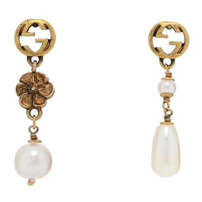 Gucci Pearl Interlocking G Flower Earrings Gold 1 of 4