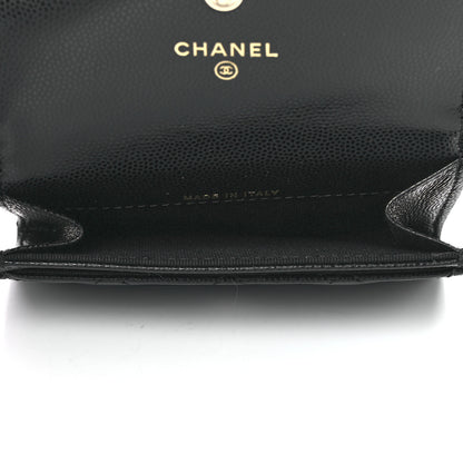Chanel Caviar Quilted Crystal CC Flap Card Holder Black 5 of 13
