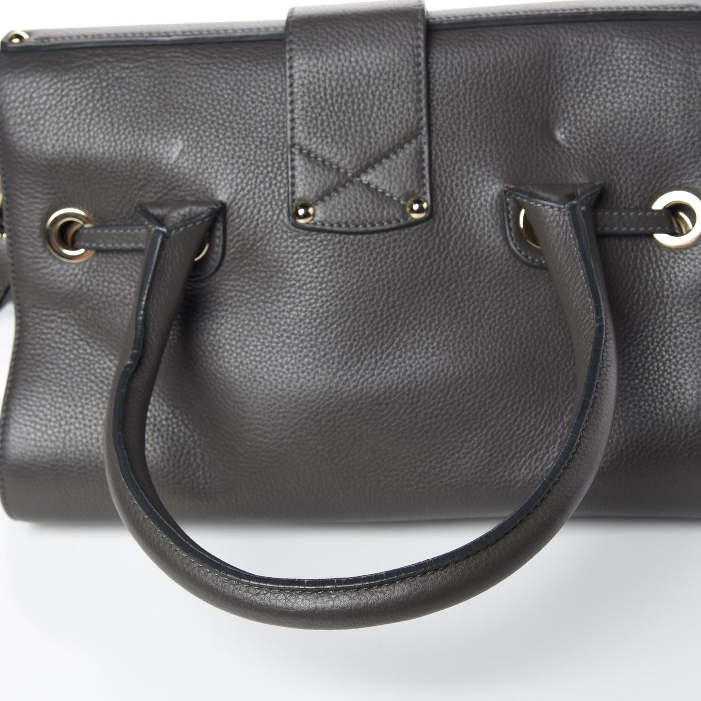 Grainy Calfskin Large Rosalie Satchel Grey