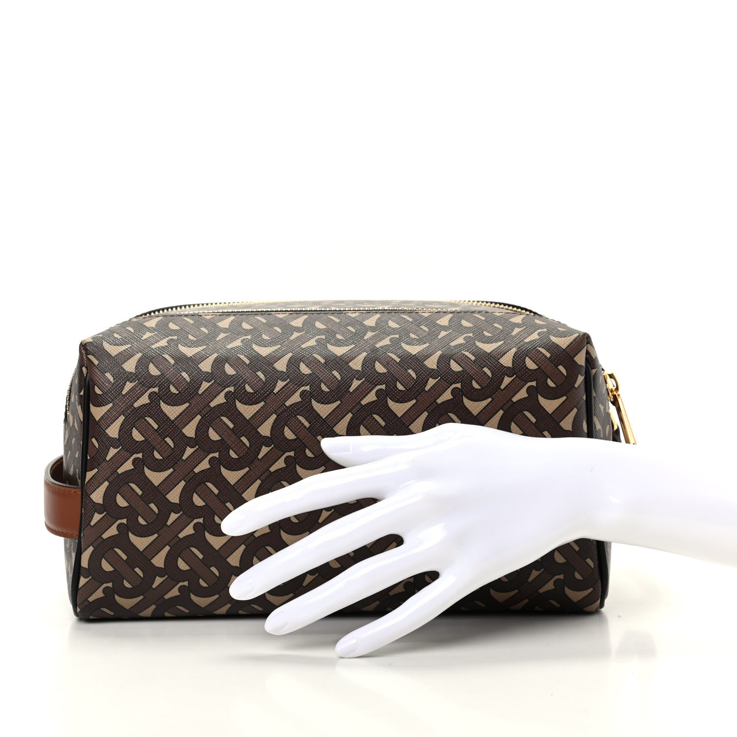 Burberry E-Canvas Monogram Travel Pouch Bridle Brown 2 of 9