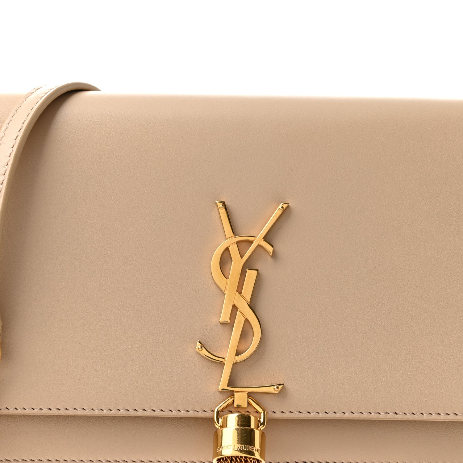 Saint Laurent Smooth Calfskin Classic Monogram Kate Tassel Chain Wallet Nude Powder 8 of 11