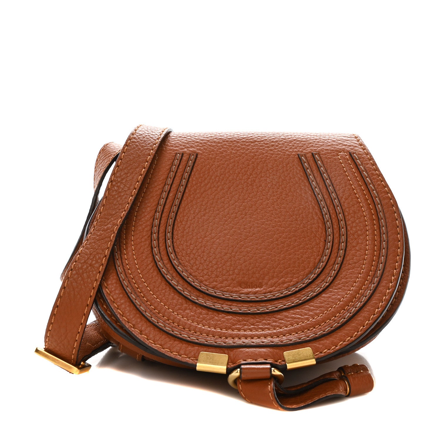 Chloe Calfskin Mini Marcie Round Crossbody Bag Tan 1 of 10