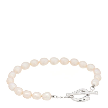 Tiffany Sterling Silver Pearl Elsa Peretti Open Heart Bracelet 1 of 4