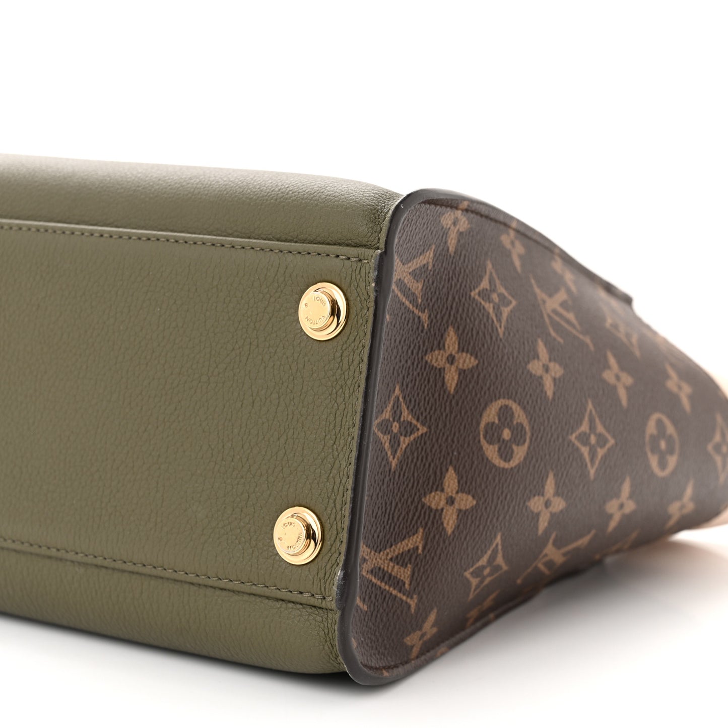 Calfskin Monogram On My Side MM Laurier Green Toffee Latte Beige