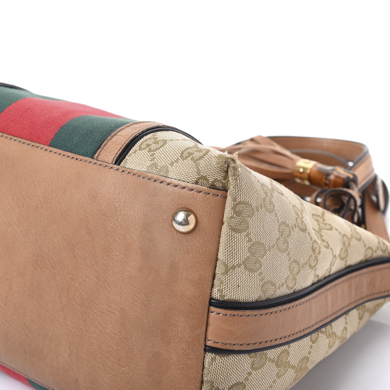 Gucci Monogram Web Rania Top Handle Bag Natural 6 of 16