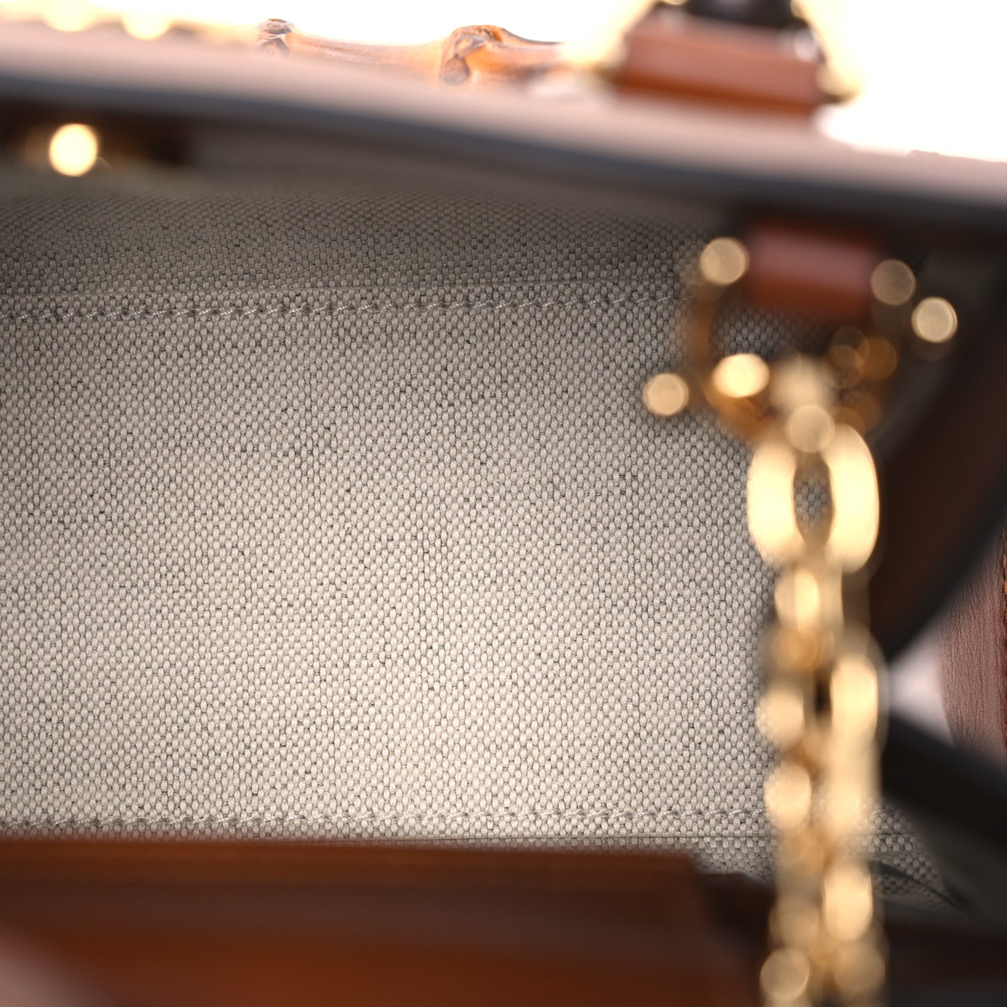 New Canvas Charisma Calfskin Crystal GG Monogram Mini Diana Tote Bag Camel Ebony