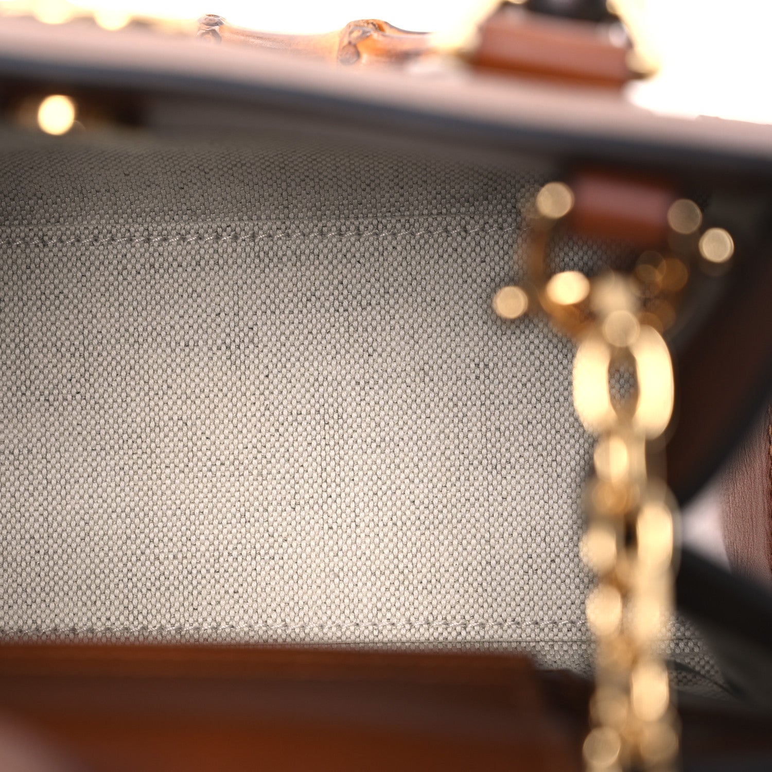 Gucci New Canvas Charisma Calfskin Crystal GG Monogram Mini Diana Tote Bag Camel Ebony 5 of 13