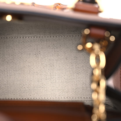 Gucci New Canvas Charisma Calfskin Crystal GG Monogram Mini Diana Tote Bag Camel Ebony 5 of 13