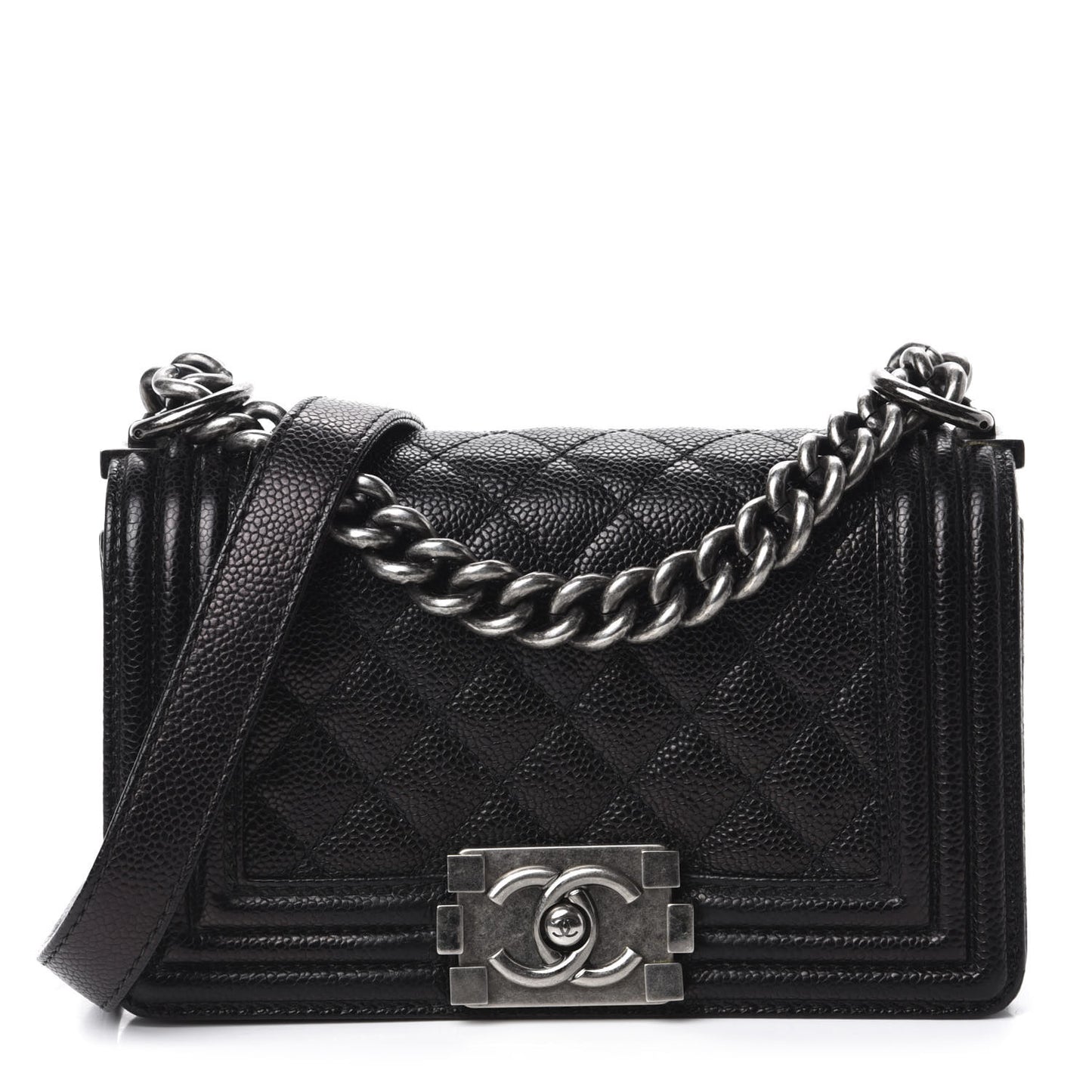 Caviar Quilted Small Boy Flap Black