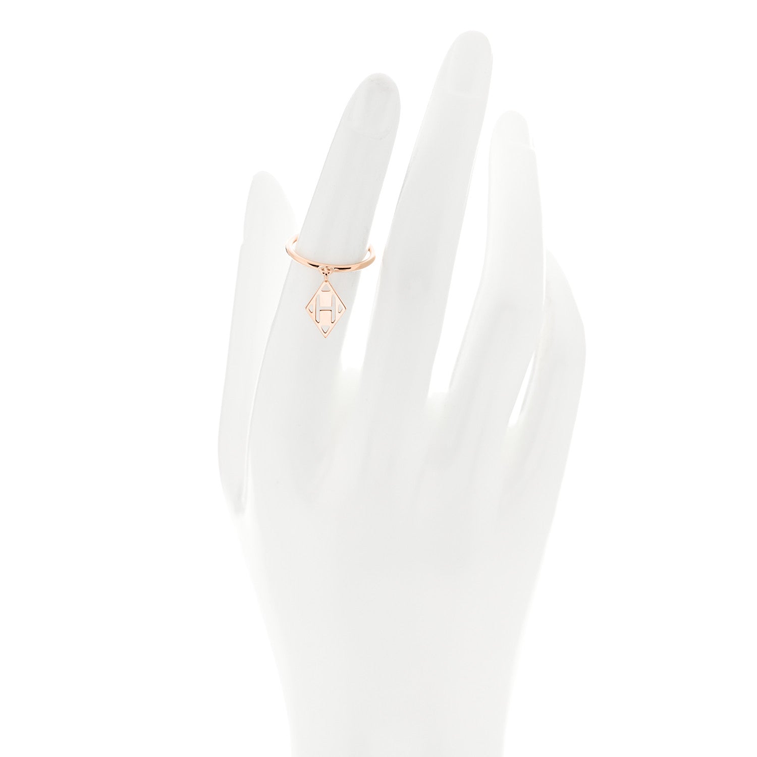 Hermes 18K Rose Gold Gambade H Ring 49 4.75 2 of 6
