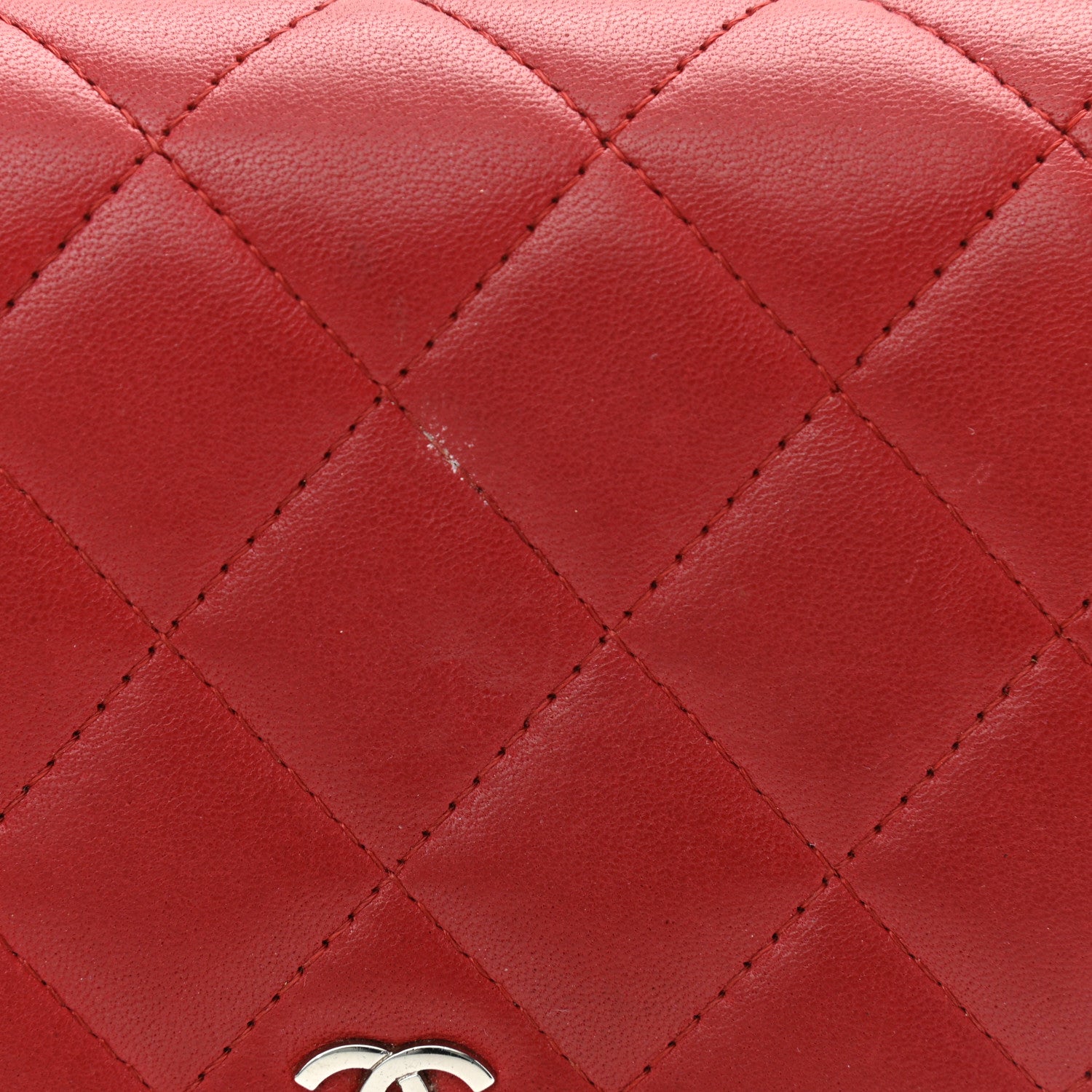 Chanel Lambskin Quilted Wallet On Chain WOC Red 13 of 17