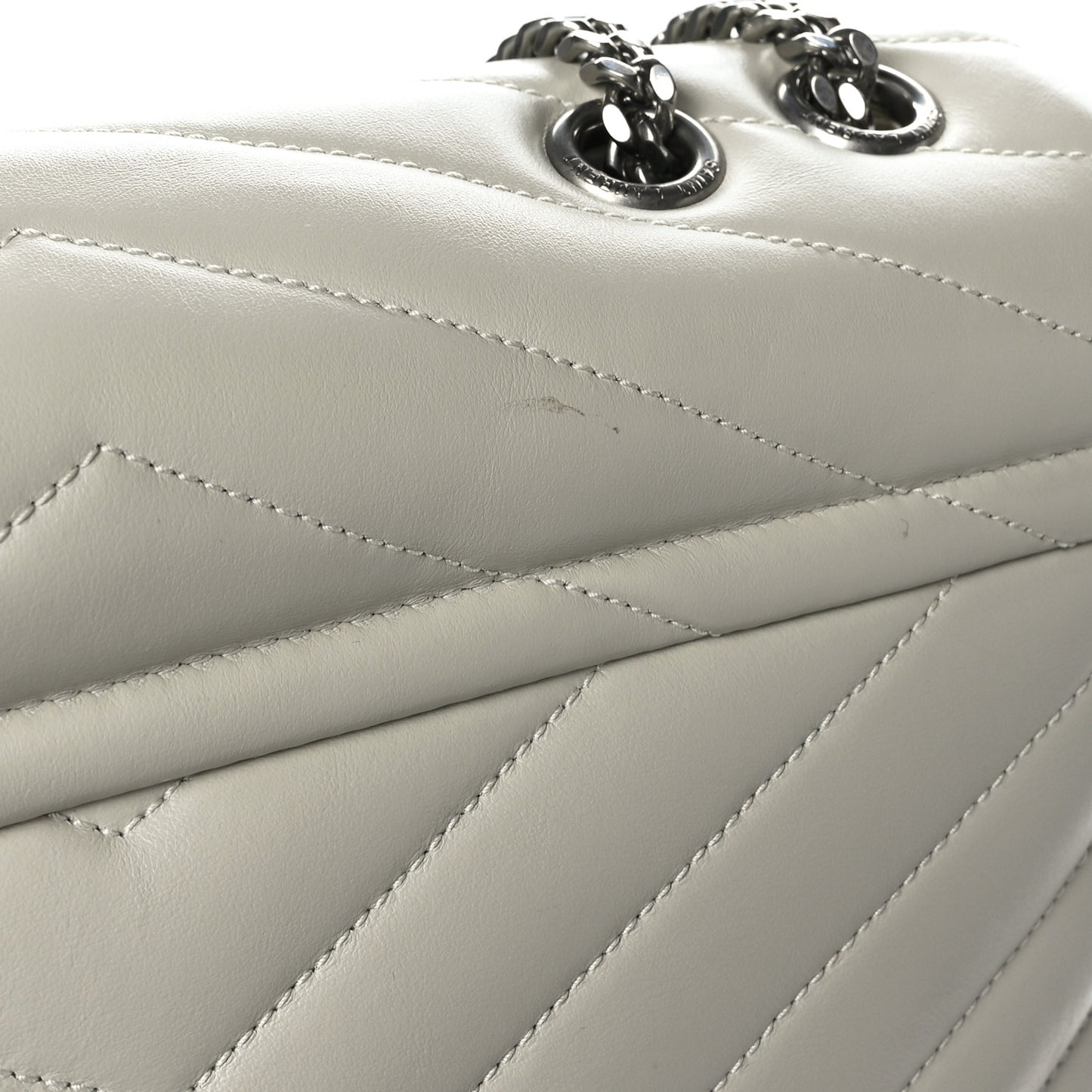 Calfskin Y Quilted Monogram Medium Loulou Chain Satchel Ivory