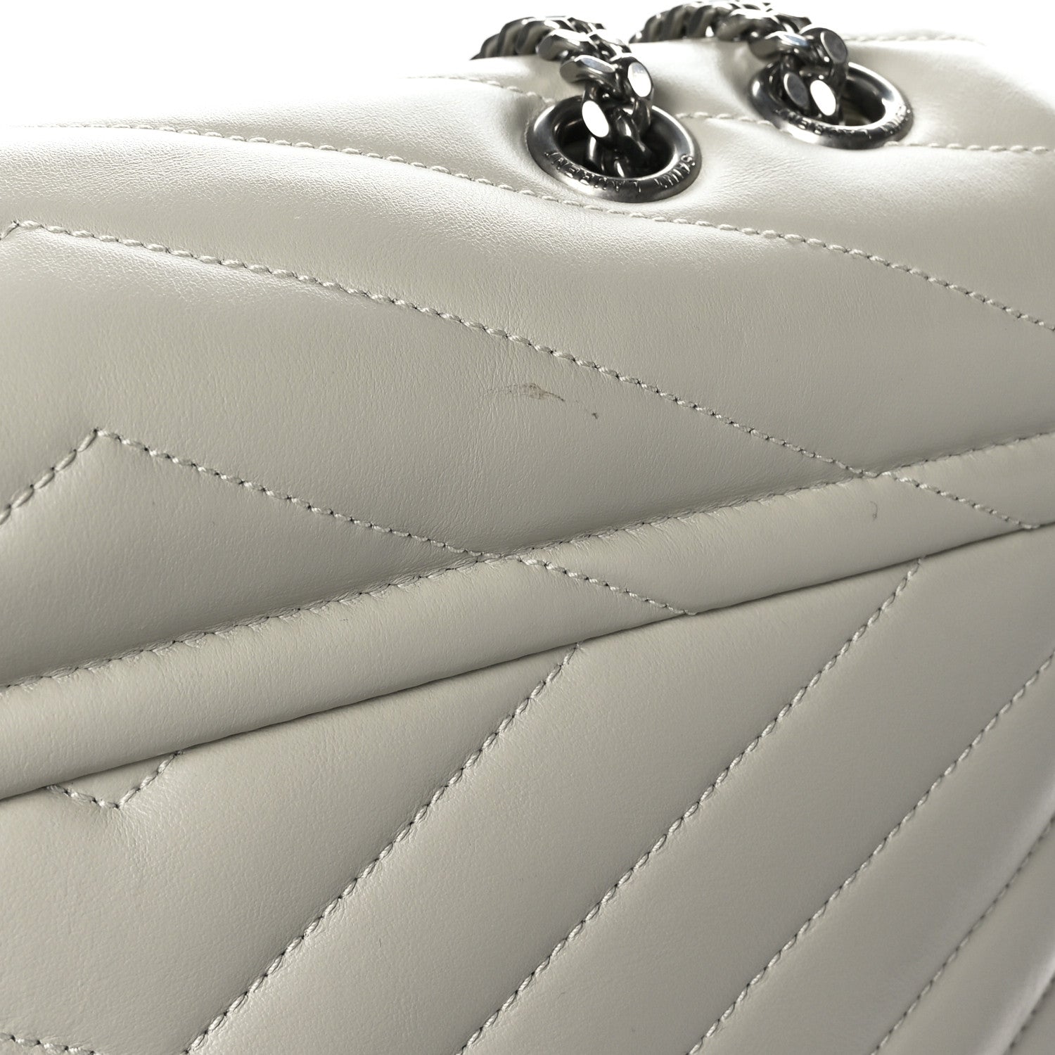Saint Laurent Calfskin Y Quilted Monogram Medium Loulou Chain Satchel Ivory 10 of 12