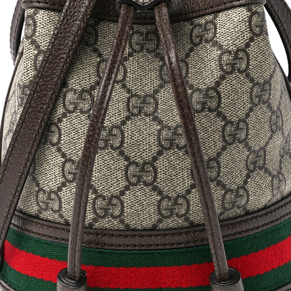 Gucci GG Supreme Monogram Web Mini Ophidia Bucket Bag Brown 8 of 11