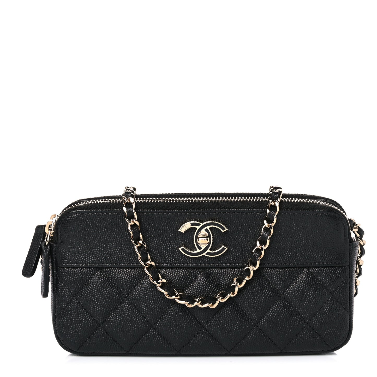 Caviar Quilted Small Vintage Mademoiselle Clutch With Chain Black