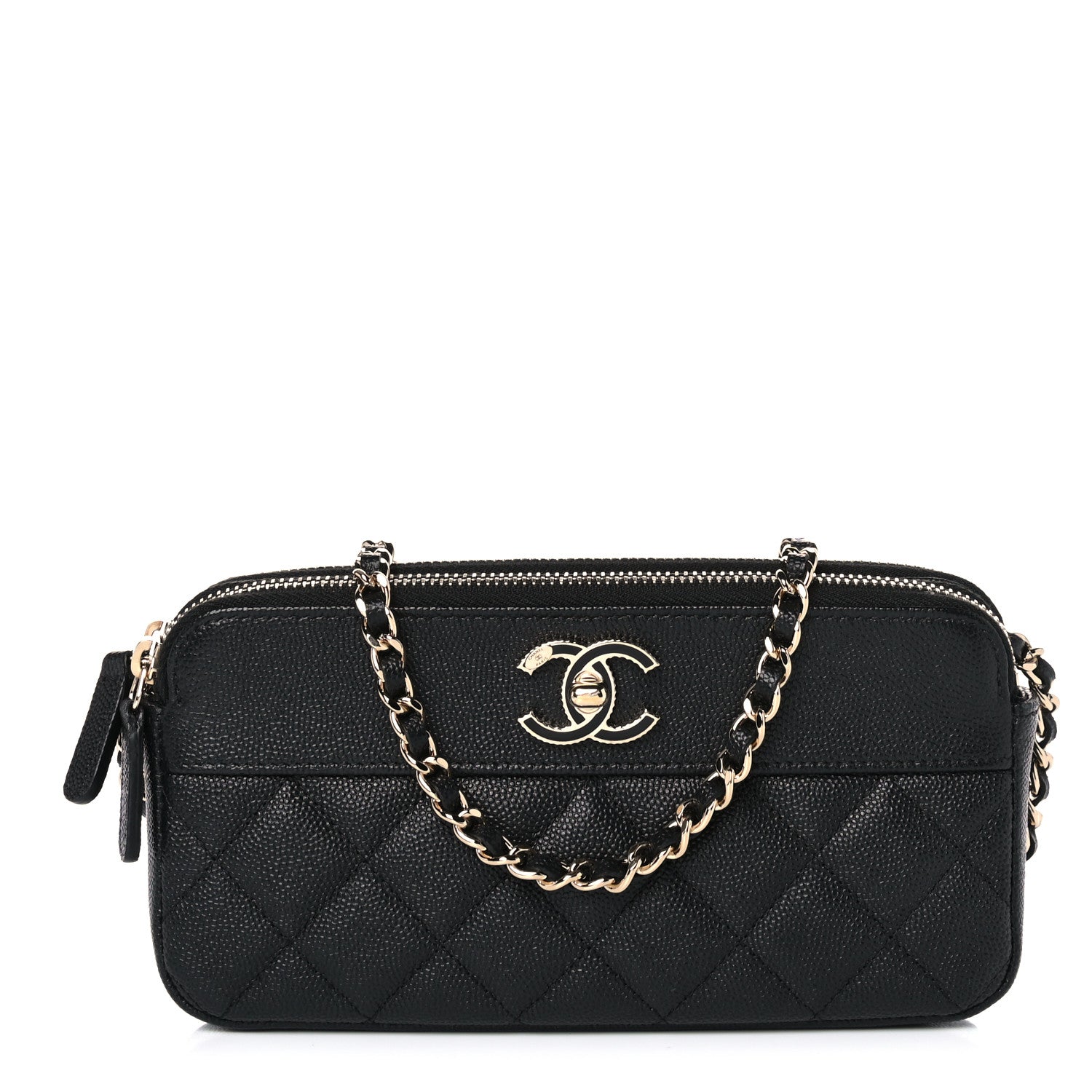 Chanel Caviar Quilted Small Vintage Mademoiselle Clutch With Chain Black 1 of 11