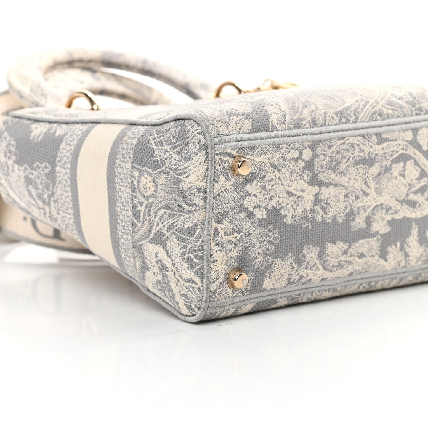 Canvas Toile De Jouy Reverse Embroidered Medium Lady D-Lite Gray
