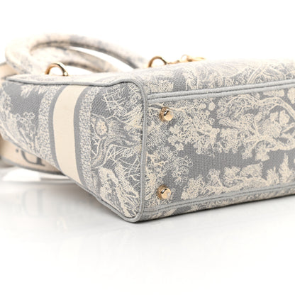 Christian Dior Canvas Toile De Jouy Reverse Embroidered Medium Lady D-Lite Gray 9 of 12