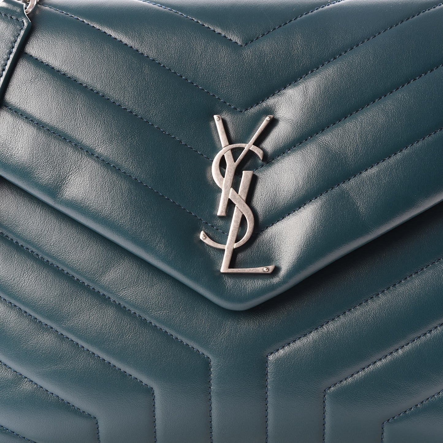 Calfskin Y Quilted Monogram Medium Loulou Chain Satchel Dark Turquoise