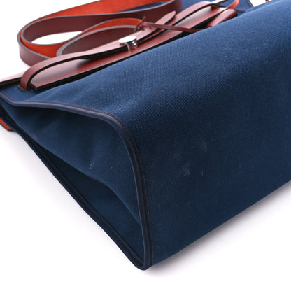Hermes Toile Vache Hunter Herbag Zip 39 MM Bleu Marine Rouge H 13 of 14