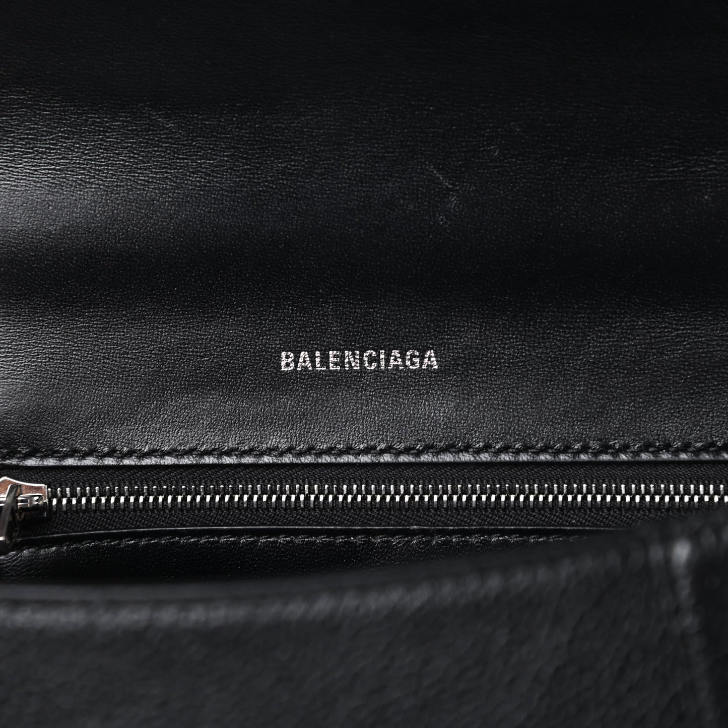 Grained Calfskin Small Hourglass Top Handle Bag Black